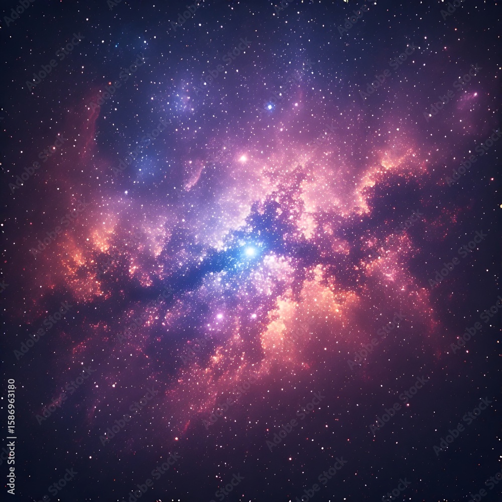 Obraz premium Vivid Colorful Galaxy Space Nebula with Bright Stars and Cosmic Dust in Deep Universe
