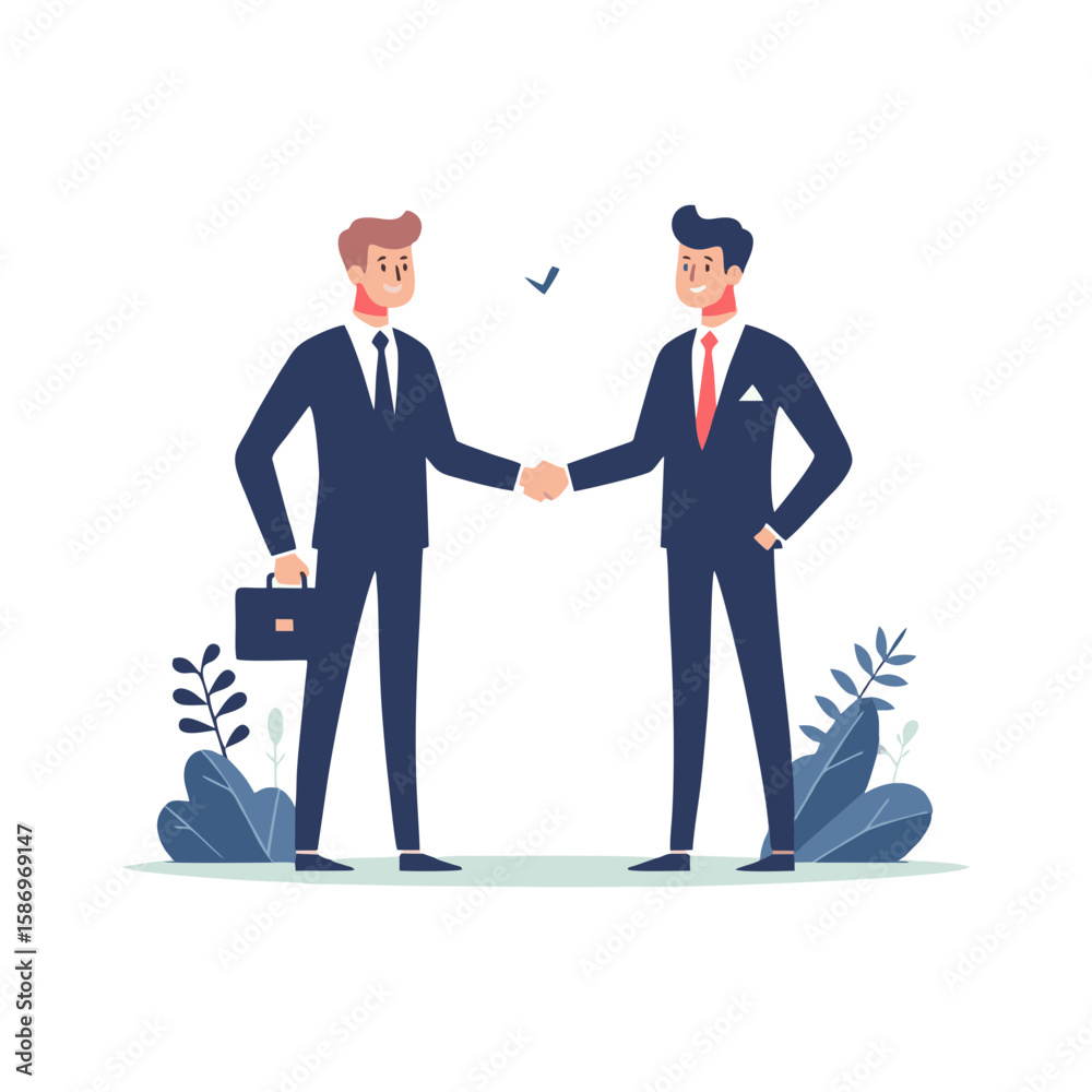 A business duo shaking hands after a deal A business duo shaking hands after a deal