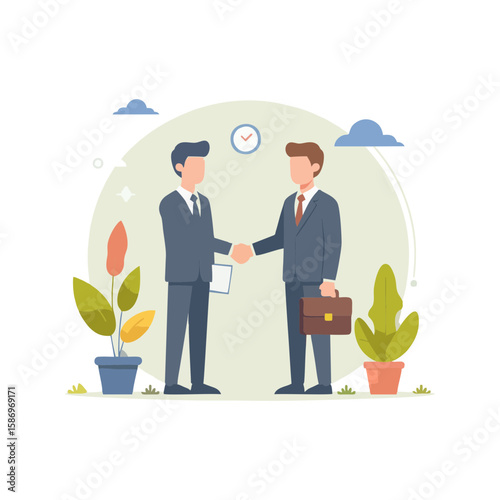 A business duo shaking hands after a deal