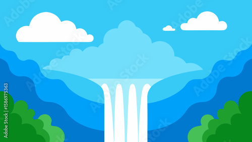 Background Scene of a Waterfall Plunging Into a Pool Serene Nature View