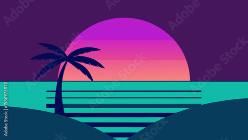 Calm and Colorful Background of a Sunset by the Ocean Peaceful Evening Vista