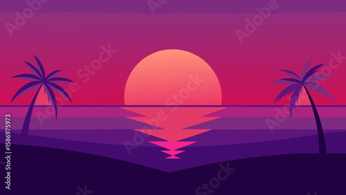 Background Scene of a Peaceful Dusk at the Beach Serene Coastal Evening Landscape