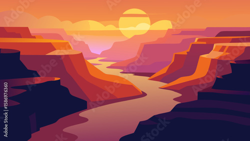 Grand Canyon at Sunrise Background Scene with Majestic Natural Beauty