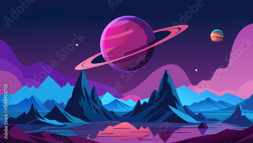 Sci Fi Planetary Landscape Background Scene for Future World Exploration