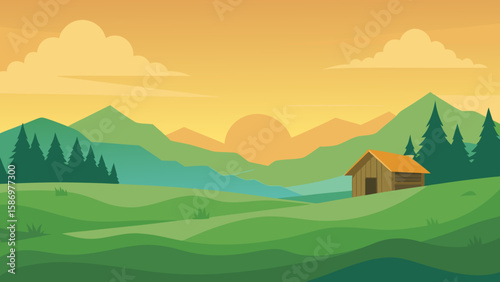 Background Scene Depicting Serene Countryside Peaceful Calm Tranquil Nature