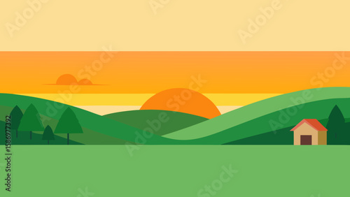 Website Header Background Scene Panoramic View Rolling Hills Peaceful Serene