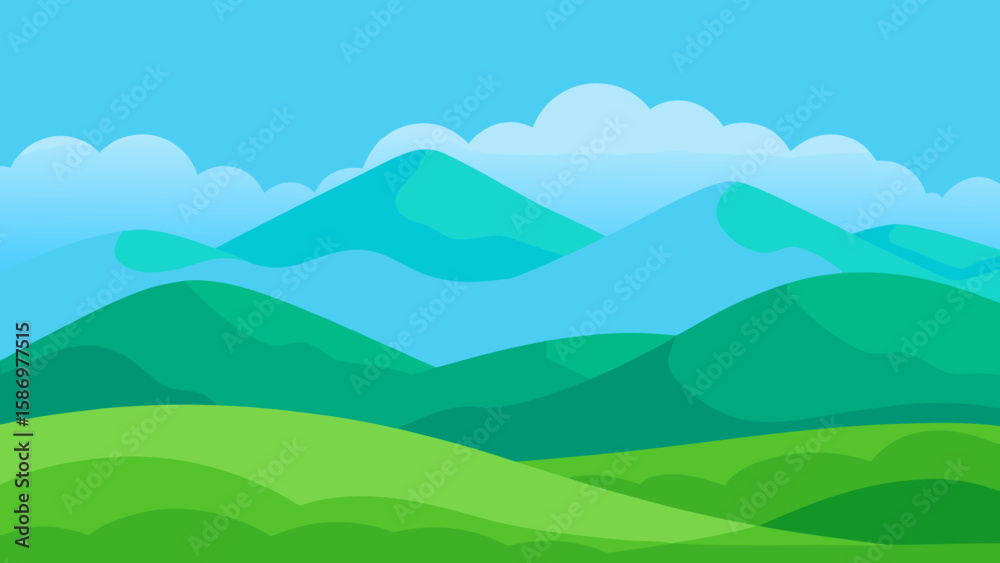 Serene Wide Landscape Illustration Background Scene Peaceful Calm Nature Serene Wide Landscape Illustration Background Scene Peaceful Calm Nature