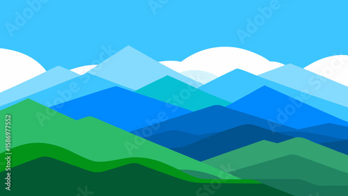 Minimalist Mountain Vista Clouds Background Scene Peaceful Calm Serene Nature