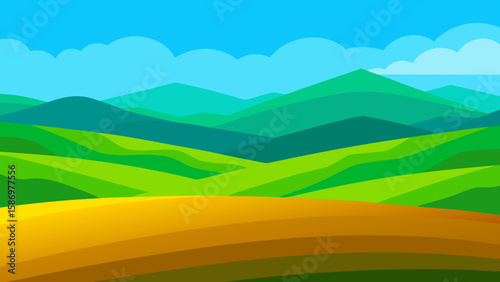 Bright Vivid Landscape Blue Sky Background Scene Peaceful Calm Serene
