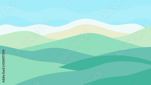 Peaceful Layered Landscape Background Scene Calm Serene Nature Digital Art
