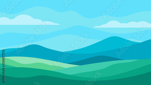 Rolling Hills Layers Vegetation Background Scene Peaceful Calm Serene Nature