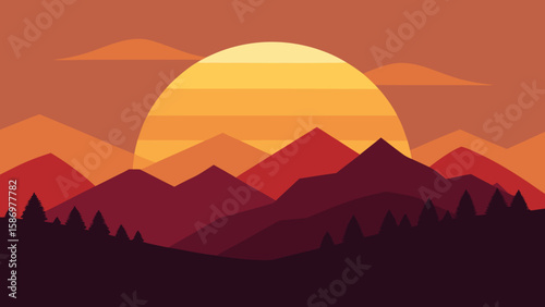 Clean Graphic Art Rendering Nature Background Scene Peaceful Serene Artistic