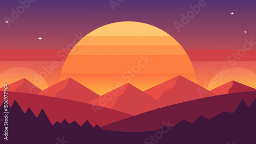Clean Vector Art Scene Peaceful Nature Background Serene Artistic Landscape
