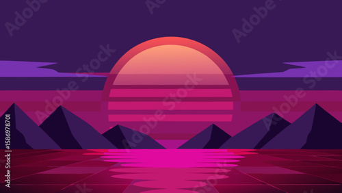 Desolate Artistic Alien World Vibrant Crimson Sci Fi Landscape Art