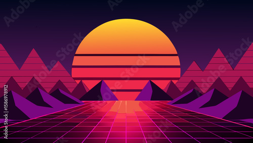 Vibrant Sci Fi Scene Bold Red Sky Imposing Alien Landscape Futuristic