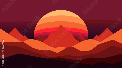 Abstract Mountain Range Alien Planet Dusk Sci Fi Landscape Otherworldly Vista