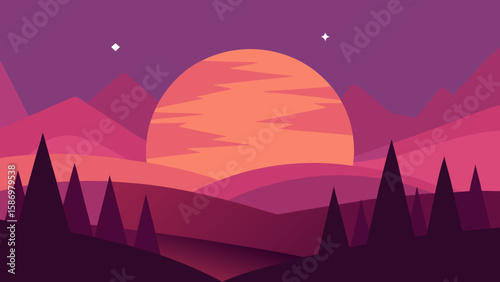 Tranquil Abstract Mountain Background Scene Peaceful Serene Landscape Digital Design