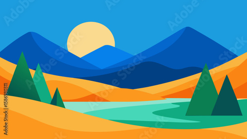 Peaceful Vector Art Background Scene Style for Calm Digital Designs