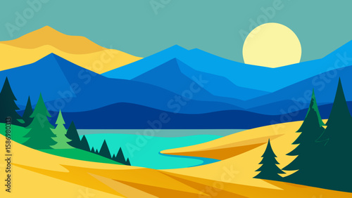 Calming Outdoor Illustration Background Scene Style for Digital Art