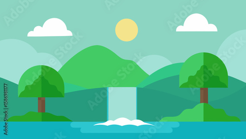 Serene Landscape with a Small River Background Scene for Digital Art