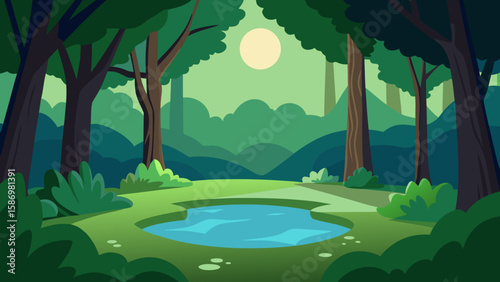 Secluded Forest Glade Background Scene for Peaceful Digital Art