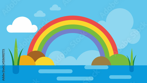 Charming Flat Design Background of a Joyful Scene for Happy Projects