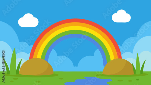 Whimsical Background Scene Depicting a Sunny Day for Delightful Projects