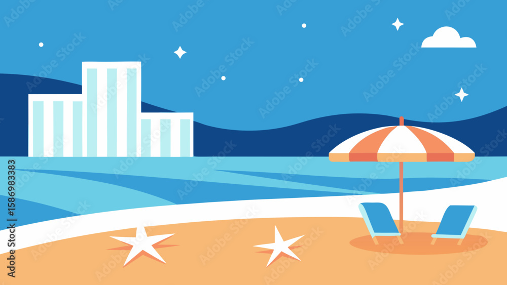 Fototapeta premium Calm Bay Scene Background Curving Shoreline for Peaceful Digital Use