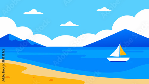 Serene Background Scene Showcasing Calm Sea for Peaceful Digital Use