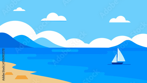 Minimalist Background Scene of Inviting Coastal for Clean Digital Use