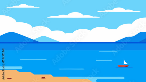 Minimalist Background Scene Expansive Ocean for Clean Digital Media
