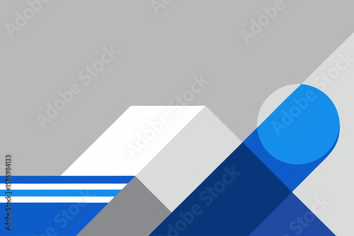 Modern Geometric Abstract Background with Blue and Grey Tones Featuring Lines Triangles and a Circle Ideal for Presentations Websites or Creative Design Projects Clean and
