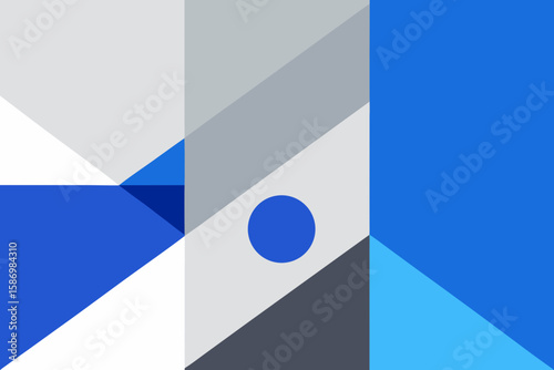 Abstract geometric background featuring a modern design with overlapping shapes in shades of blue gray and white creating a visually dynamic and contemporary composition