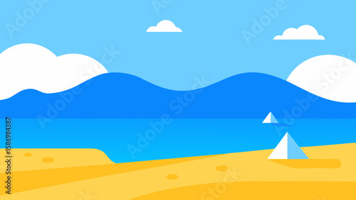 Minimalist Background Scene Showcasing Calm Ocean for Elegant Digital