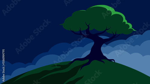 Background Scene a Dramatic Background Featuring Green Terrain