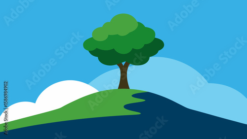 Background Scene a Stylized Outdoor Background with Greenery