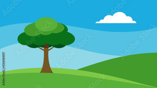 Background Scene a Picturesque Scene of a Solitary Tree in Green
