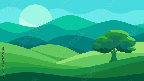 Background Scene an Expansive View of a Verdant Green Field