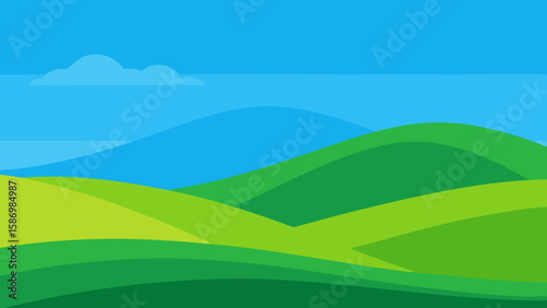 Clean Graphic Background Distinct Shapes of Green Hills