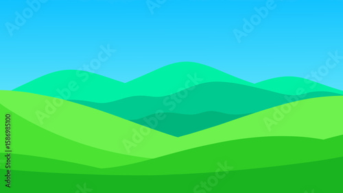 Minimalist Landscape Background in High Key Vibrant Green Tones