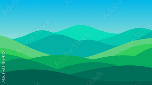 Tranquil Background Scene Composed of Overlapping Green Shapes
