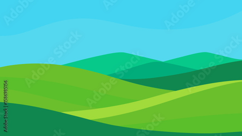 Illustrative Background Featuring Bold Flat Green Shapes and Nature