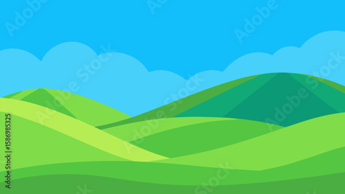 Vibrant and Clean Background of Undulating Green Hills