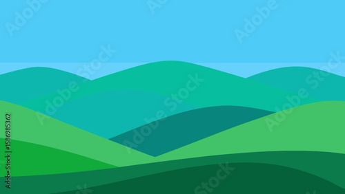 Modern Minimalist Background Design Symmetric Green Hills and Serenity