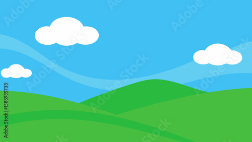 Simple and Serene Background of Soft Green Hills and Peaceful Sky