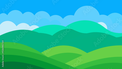 Background for Animation Layered Green Hills with Depth and Charm