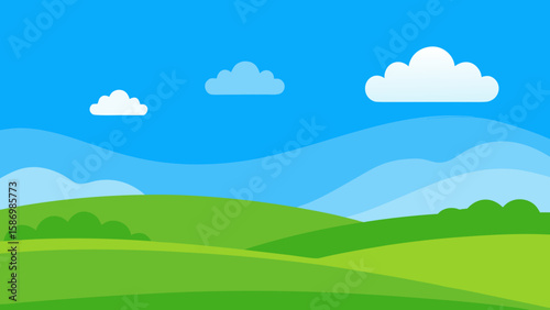 Wide Panoramic Background of Rolling Green Pastures for a Grand View