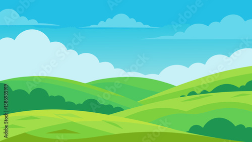 Picturesque Background of Rolling Hills in a Lush Green Setting
