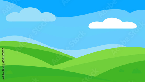 Clean Line Art Background of Smooth Green Hills and Natural Beauty