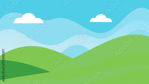 Background Art a Series of Soft Green Humps Undulating Gently